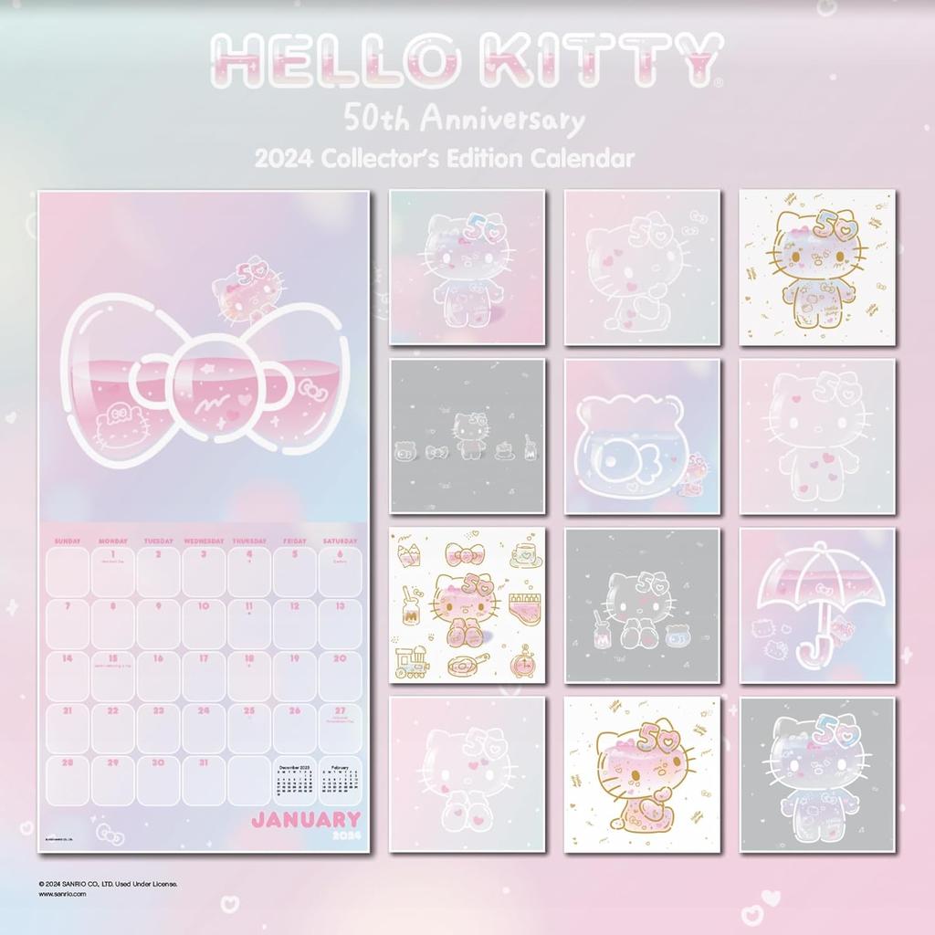 Hello Kitty 50 Year Collectors Edition 2024 Wall Calendar back