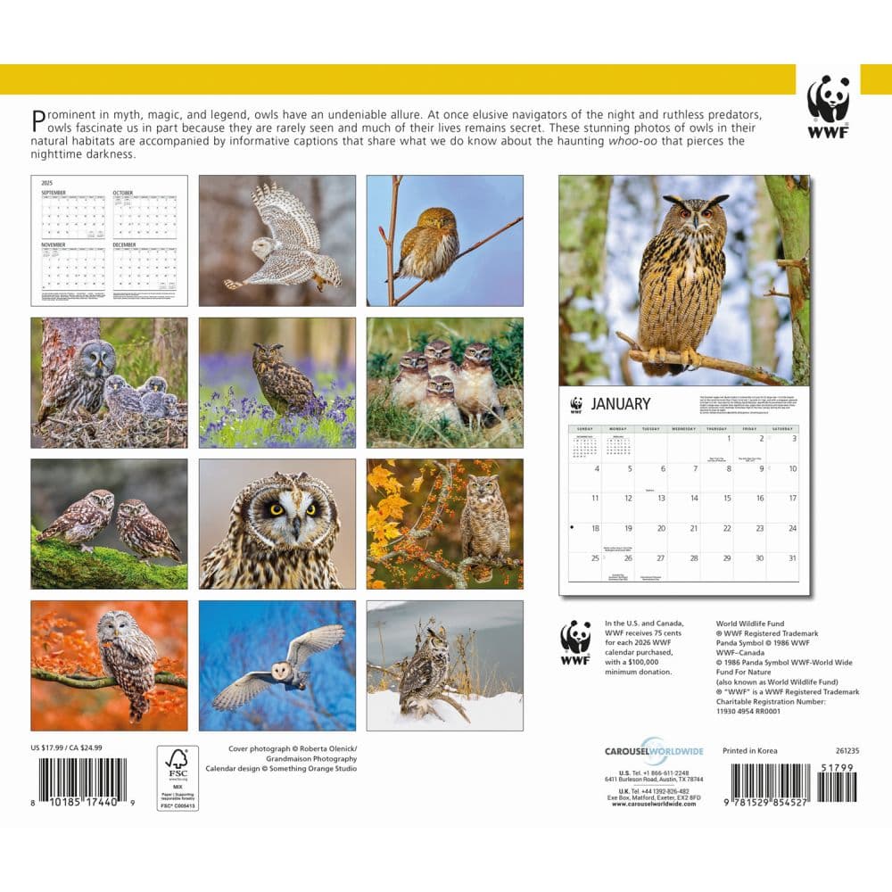 Owls WWF 2026 Wall Calendar First Alternate Image