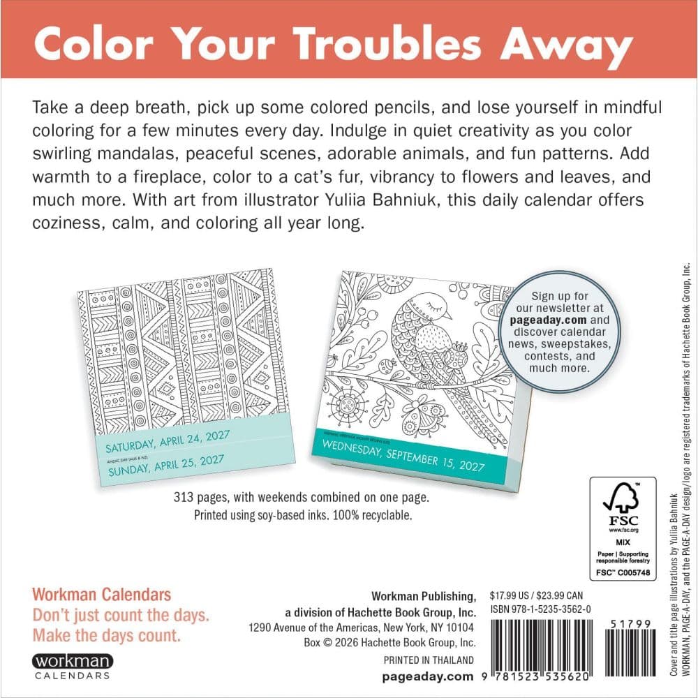 Calm Coloring 2027 Page-A-Day Desk Calendar First Alternate Image