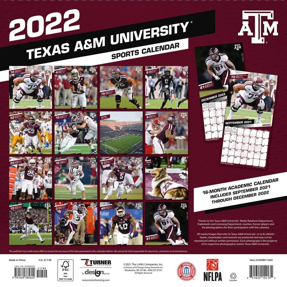 Texas A&M Aggies 2022 Wall Calendar - Calendars.com