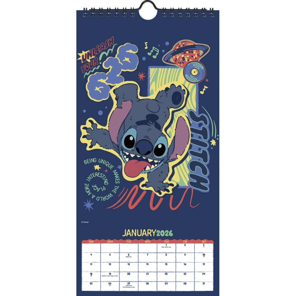 Disney Stitch 2026 Vertical Wall Calendar Second Alternate Image