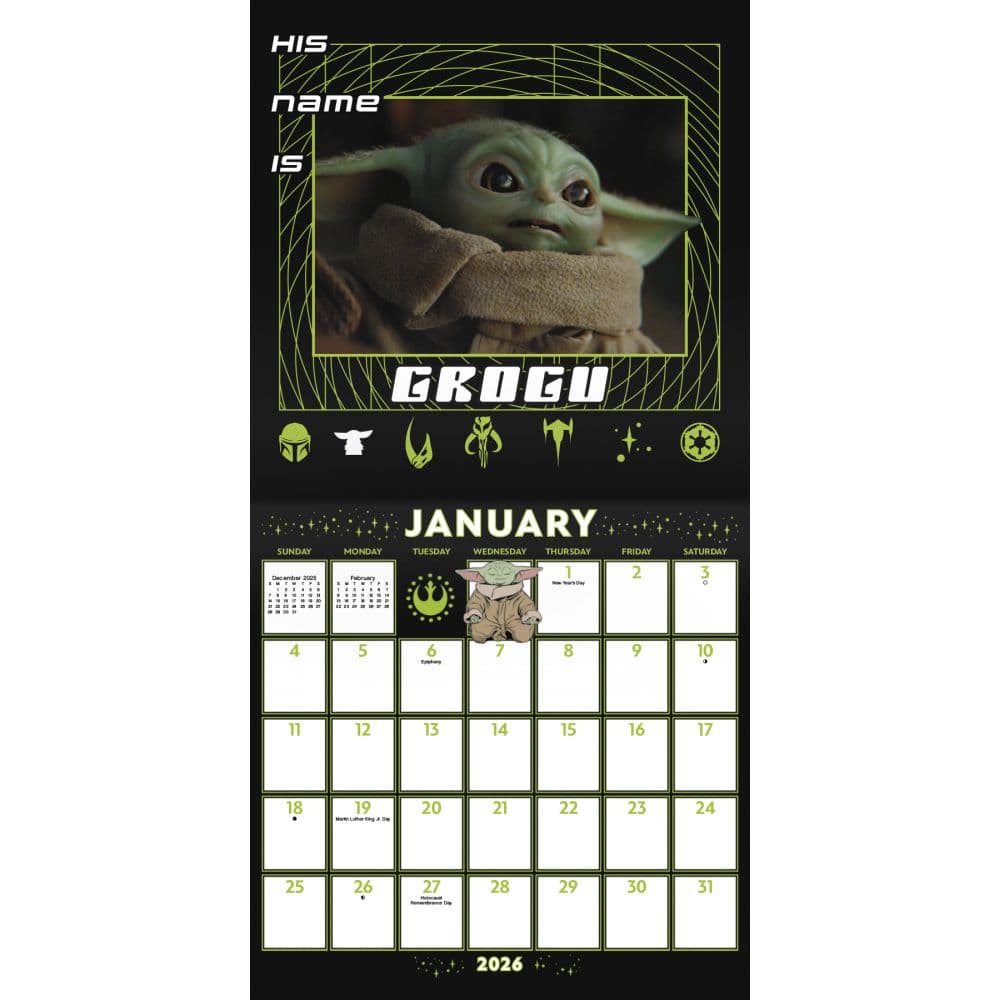 Mandalorian Star Wars 2026 Mini Wall Calendar Second Alternate Image