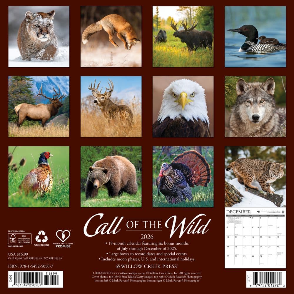 Call of the Wild 2026 Wall Calendar First Alternate Image