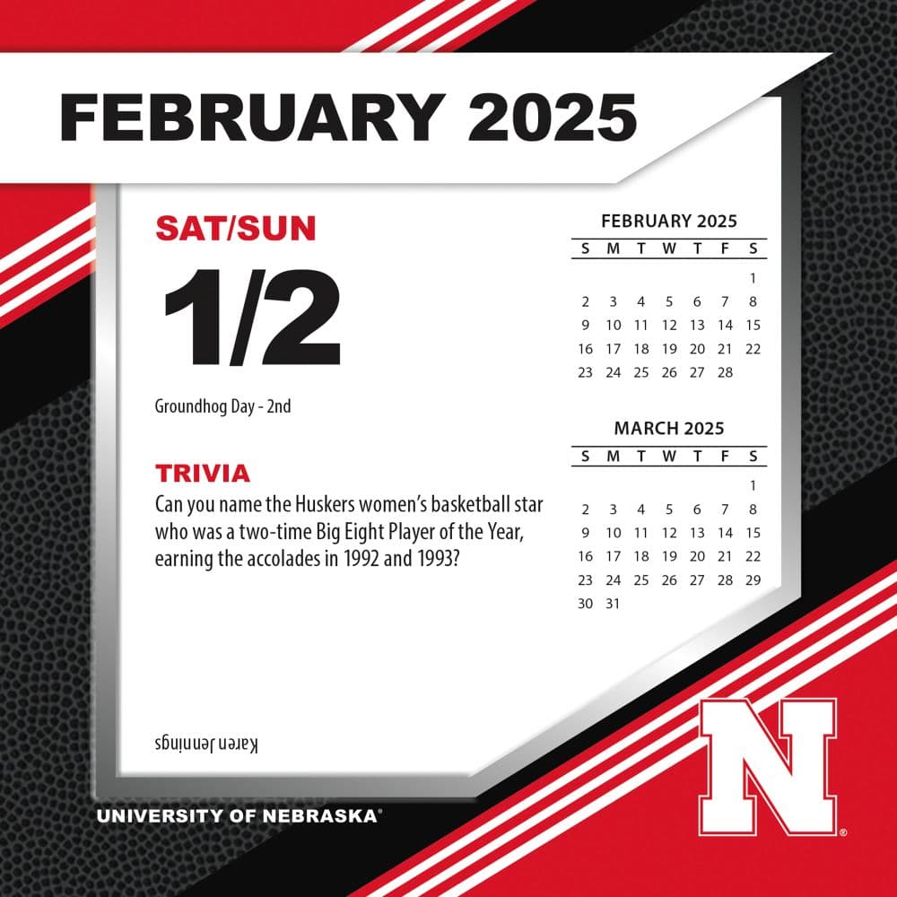 COL Nebraska Cornhuskers 2025 Desk Calendar Second Alternate Image