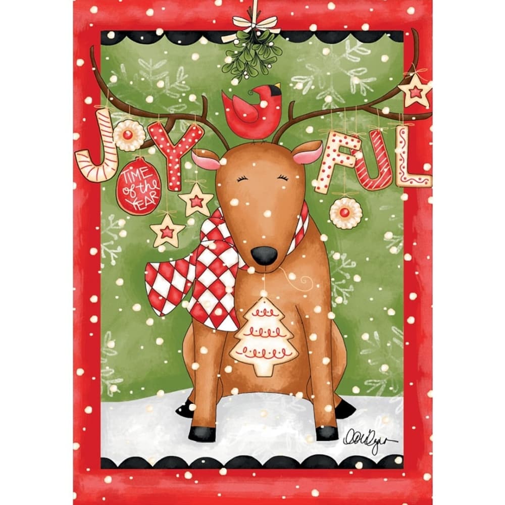 Joyful Reindeer Outdoor Flag-Mini - 12 x 18 by LoriLynn Simms Main Image