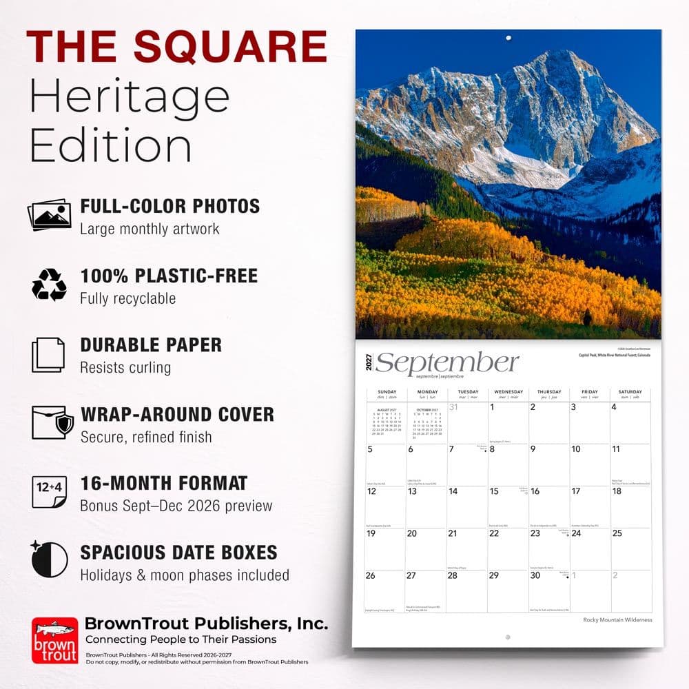 Rocky Mountain Wilderness 2027 Wall Calendar Fifth Alternate Image