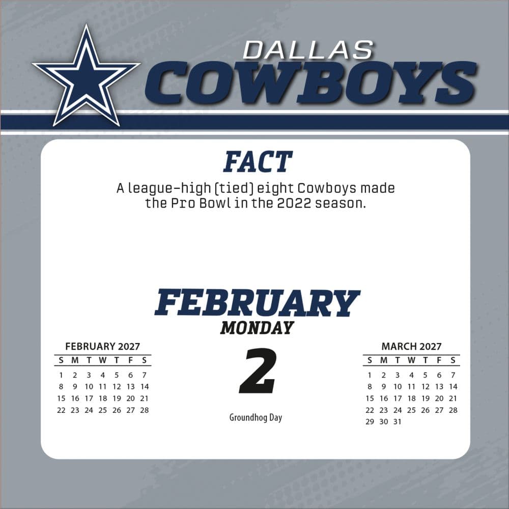 NFL Dallas Cowboys 2027 Desk Calendar Third Alternate Image