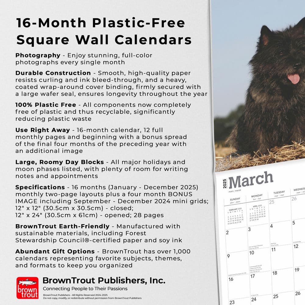 Cairn Terriers 2025 Wall Calendar