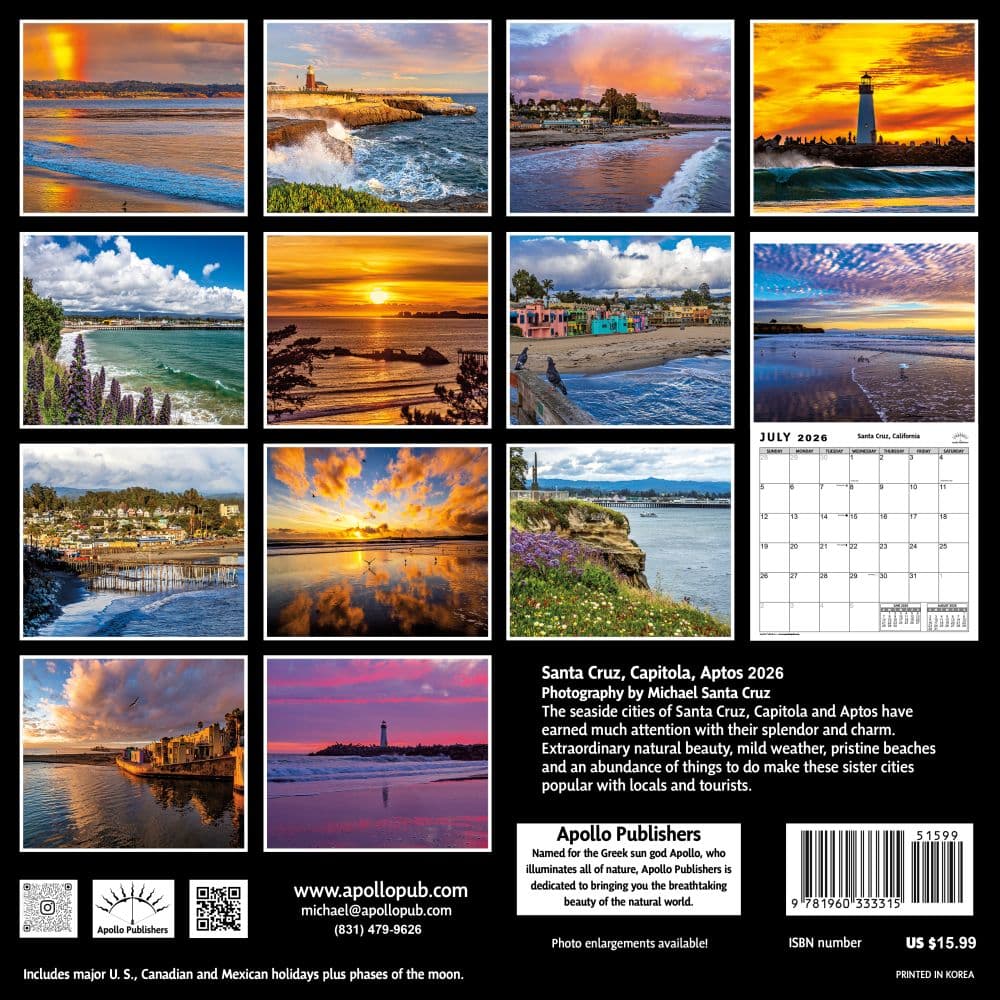 Santa Cruz Capitola and Aptos 2026 Wall Calendar First Alternate Image