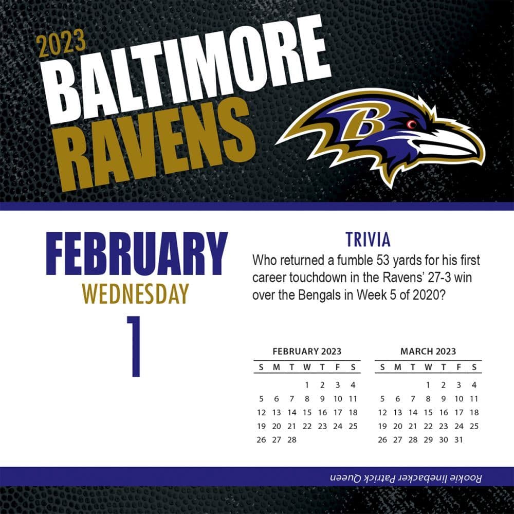 Baltimore Ravens 2023 Desk Calendar Calendars