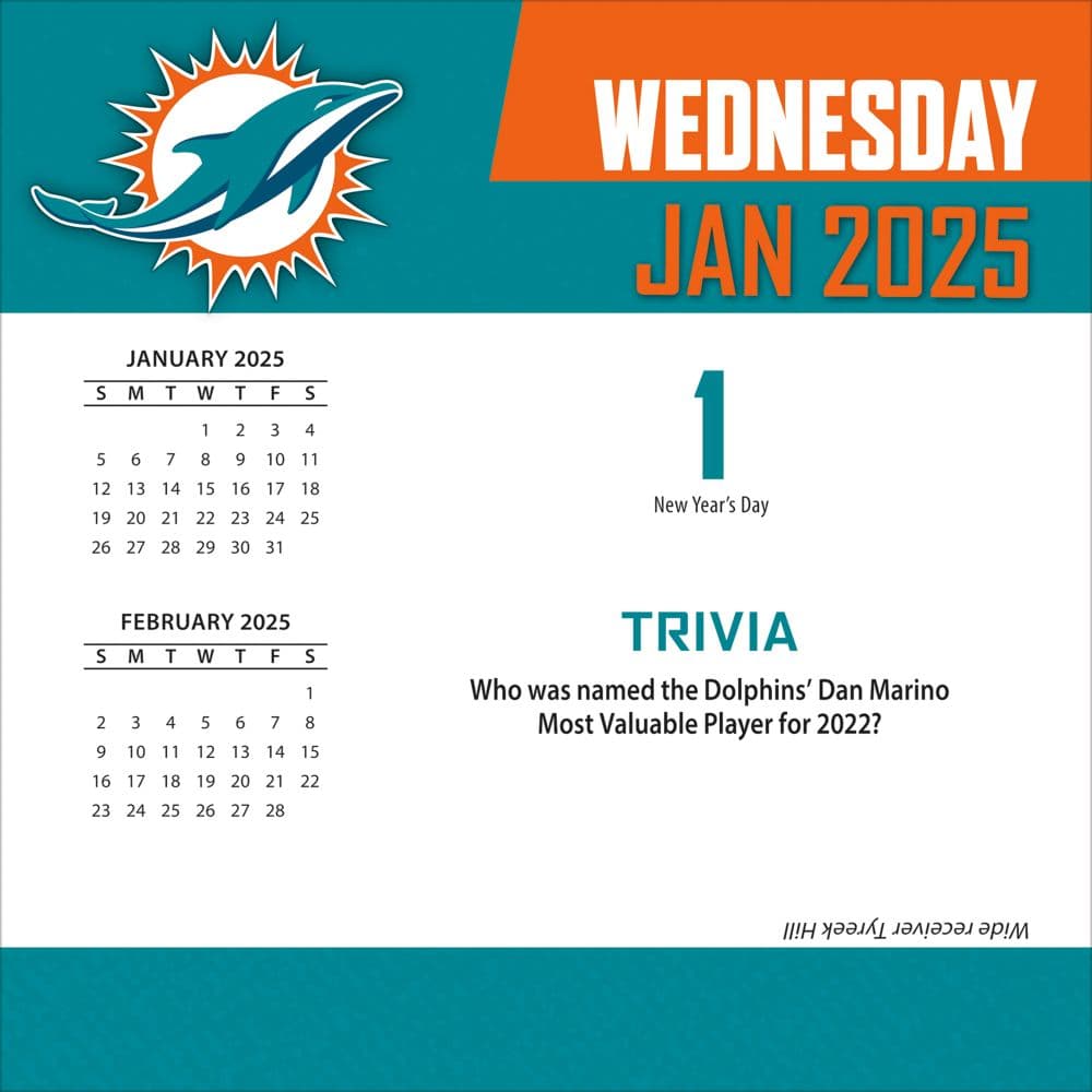 NFL Miami Dolphins 2025 Desk Calendar Second Alternate Image width="1000" height="1000"