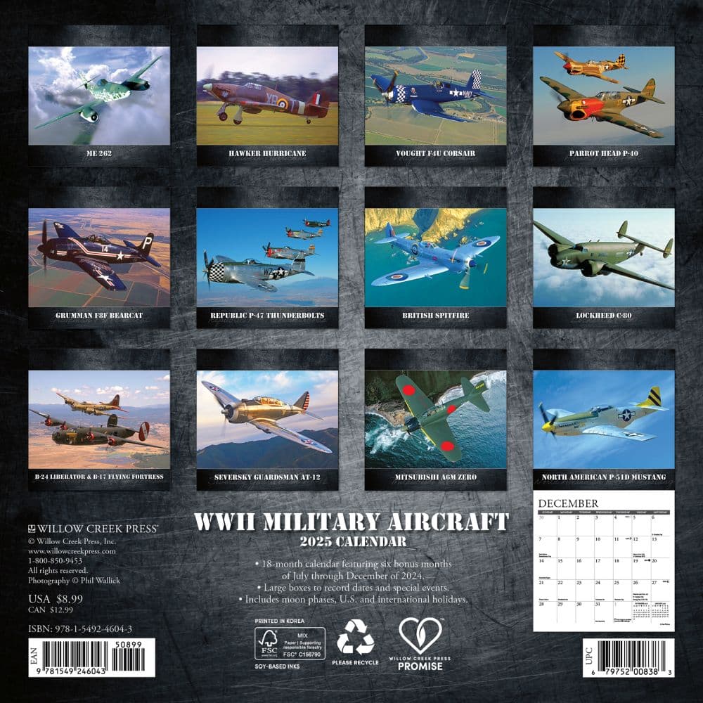 WWII Military Aircraft 2025 Mini Wall Calendar First Alternate Image width=&quot;1000&quot; height=&quot;1000&quot;