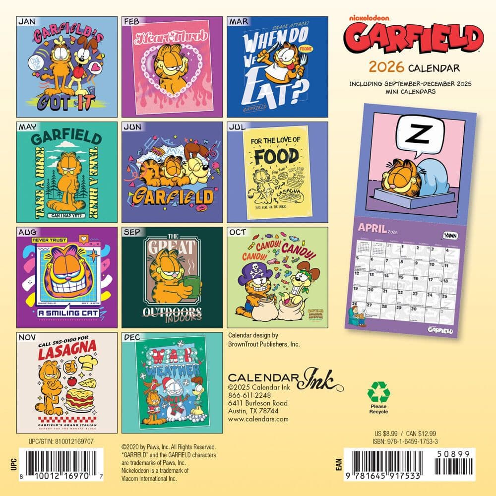 Garfield 2026 Mini Wall Calendar First Alternate Image
