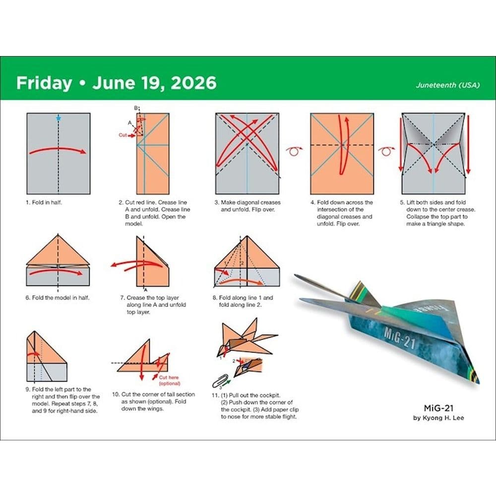 Paper Airplane 2026 Desk Calendar Third Alternate Image
