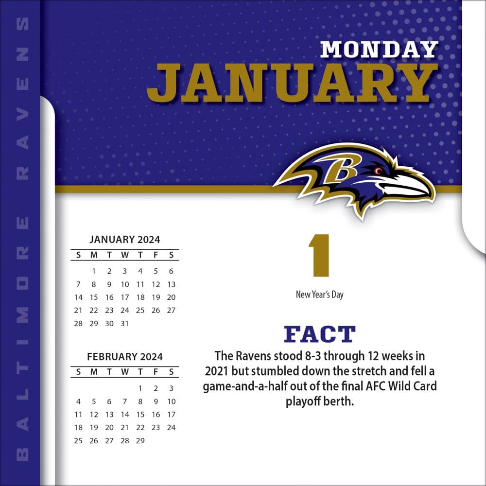 NFL Baltimore Ravens 2024 Desk Calendar Second Alternate Image width=&quot;1000&quot; height=&quot;1000&quot;
