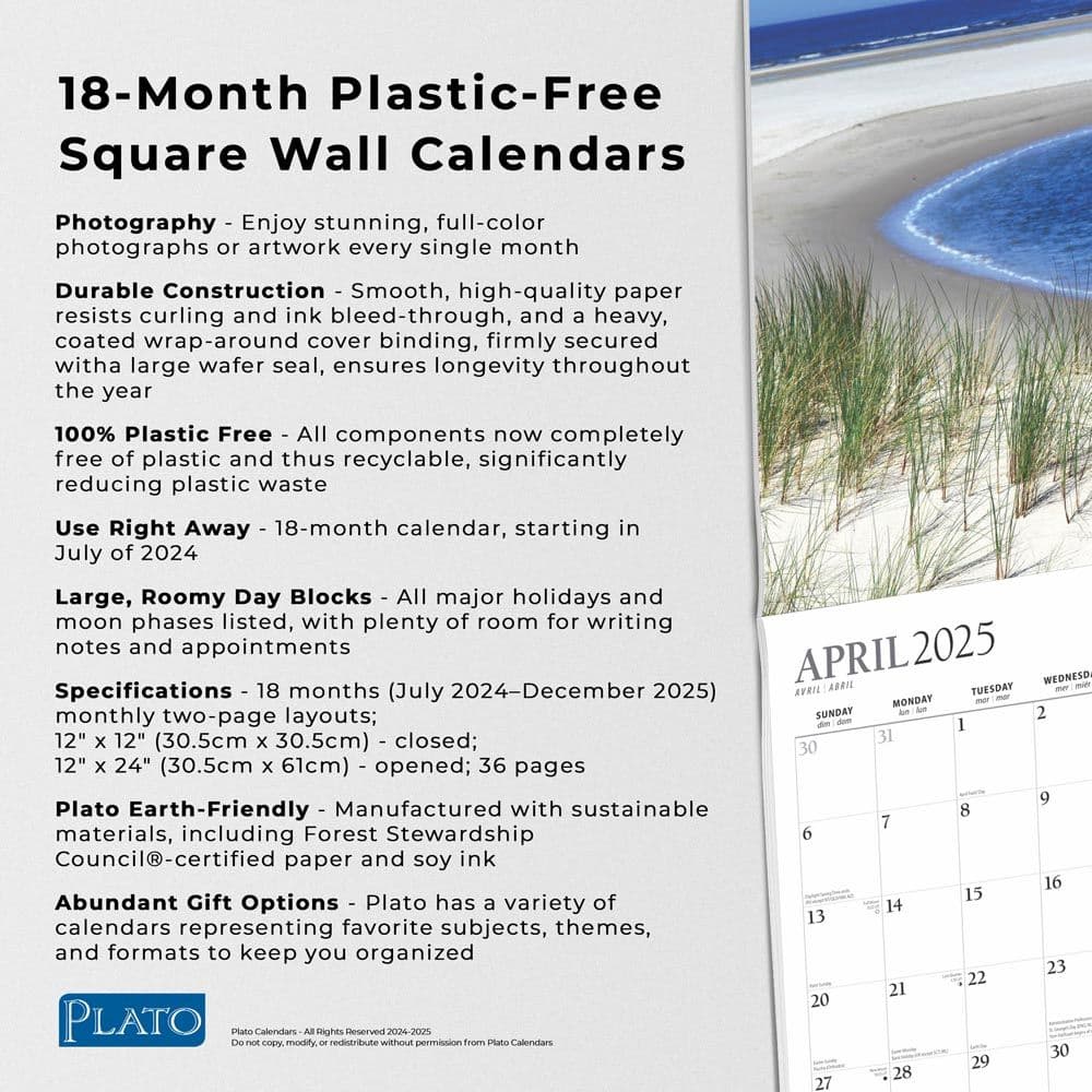 Beaches by Plato 18 Month Foil 2025 Wall Calendar Fifth Alternate Image width=&quot;1000&quot; height=&quot;1000&quot;