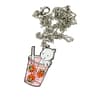 image White Cat in Strawberry Cup Necklace Silver flat