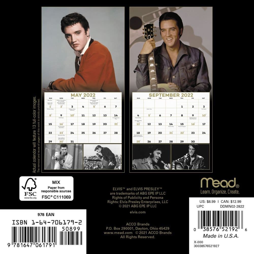 Elvis 2022 Mini Wall Calendar - Calendars.com