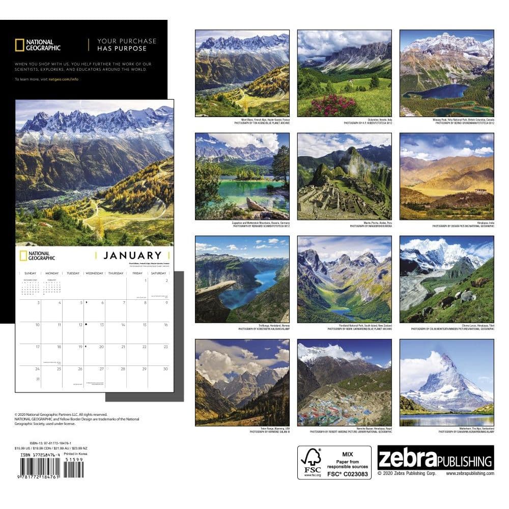 Great Mountains National Geographic Wall Calendar