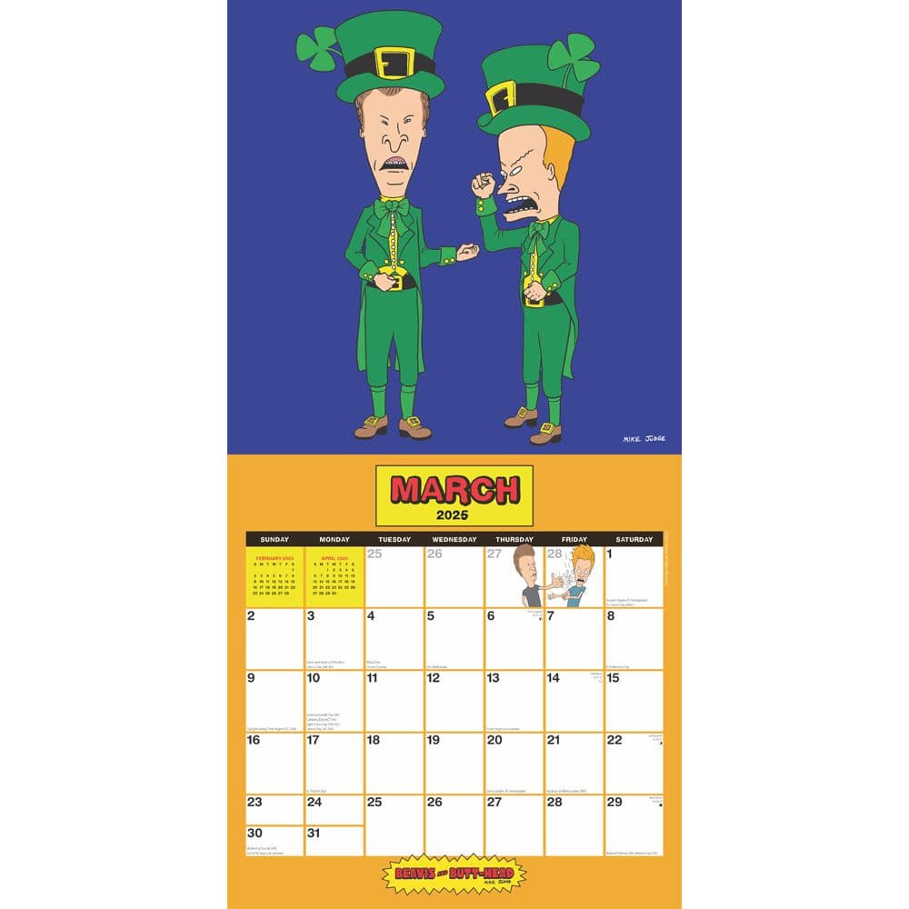 Beavis and Butt-head 2025 Wall Calendar March