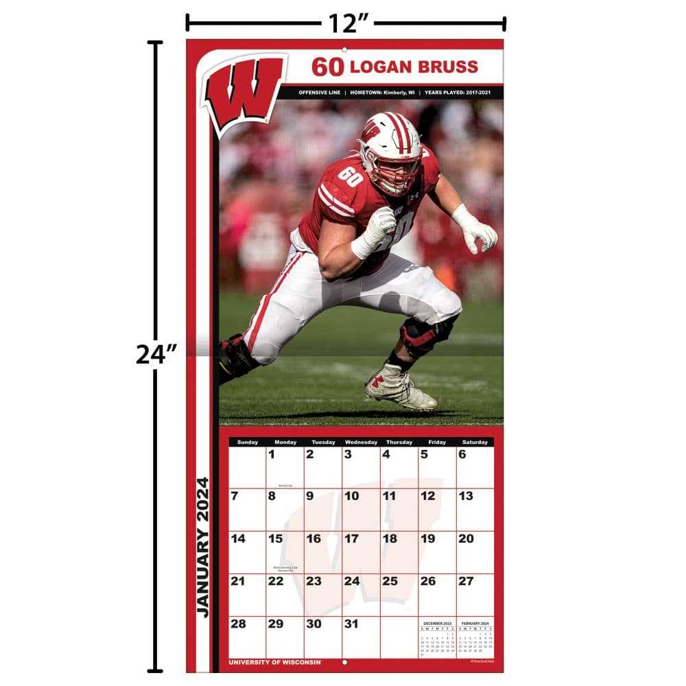 COL Wisconsin Badgers 2024 Wall Calendar Fourth Alternate Image width=&quot;1000&quot; height=&quot;1000&quot;