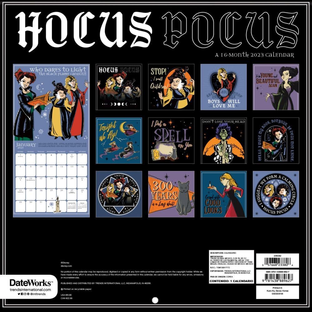 Hocus Pocus 2023 Wall Calendar