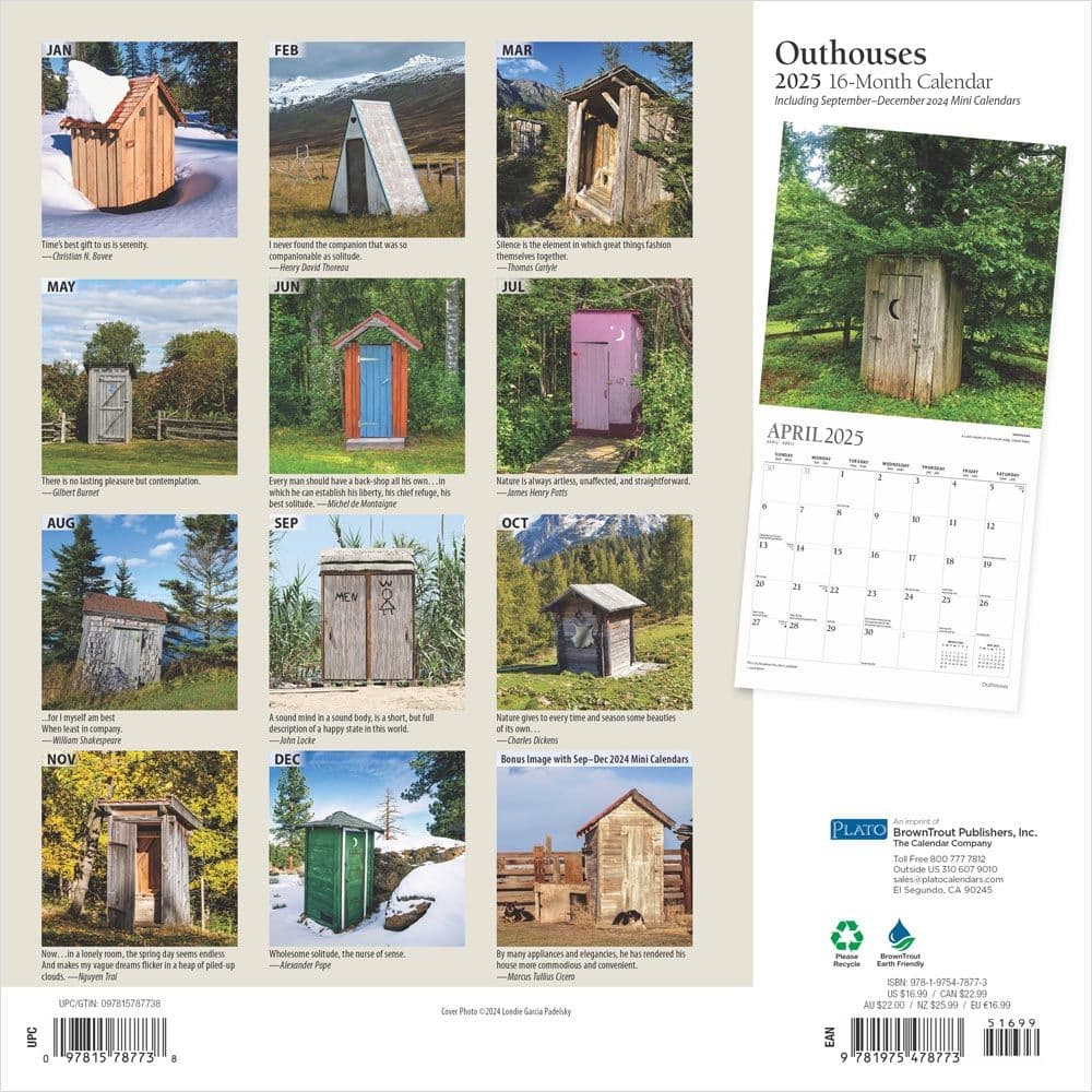 Outhouses Plato 2025 Wall Calendar First Alternate Image width=&quot;1000&quot; height=&quot;1000&quot;