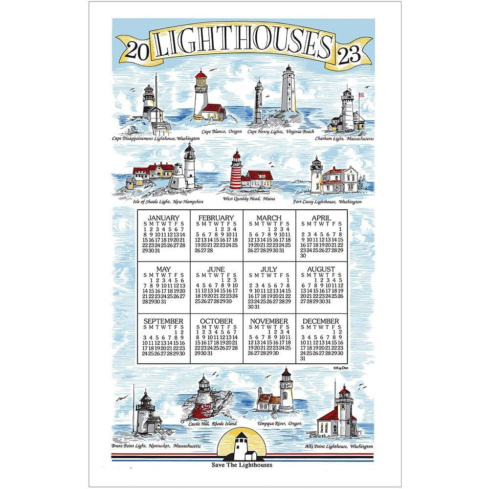 Lighthouses 2023 Kitchen Towel Calendar