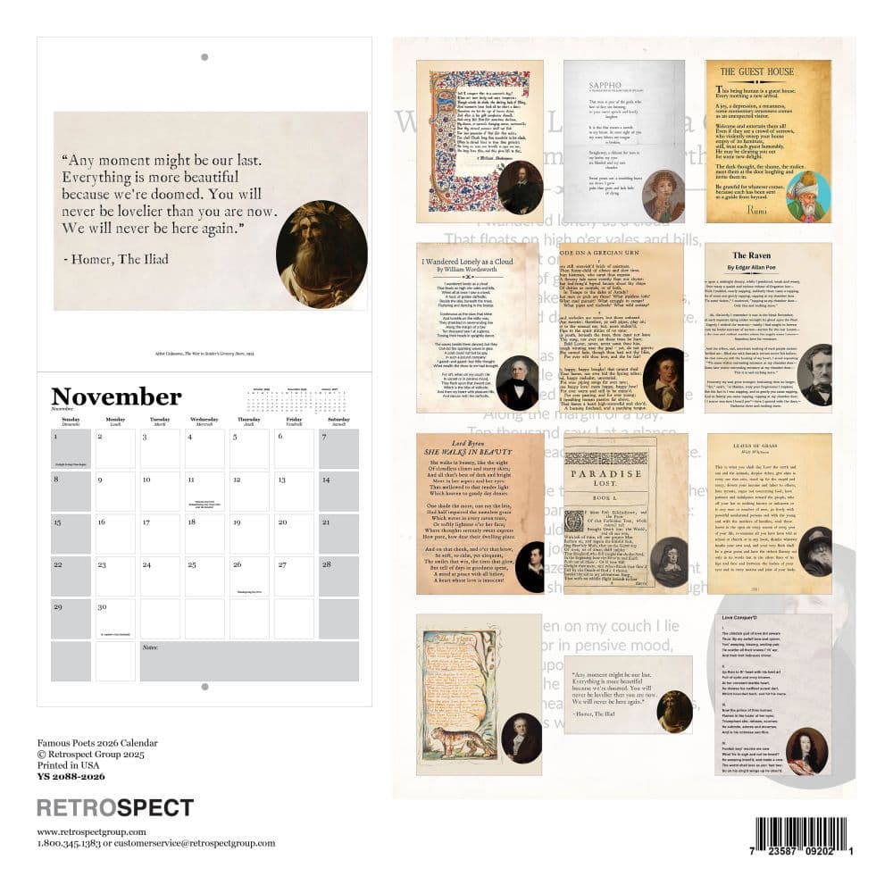 Poets and Poetry 2026 Wall Calendar First Alternate Image