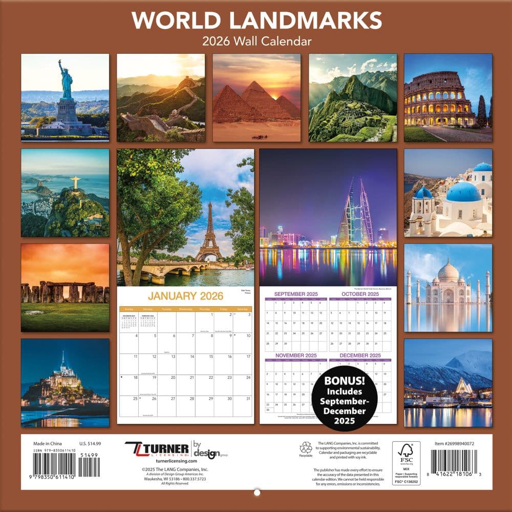 World Wonders Photo 2026 Wall Calendar_ALT1