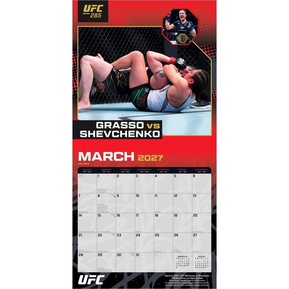 UFC Championship Bouts 2027 Wall Calendar Second Alternate Image