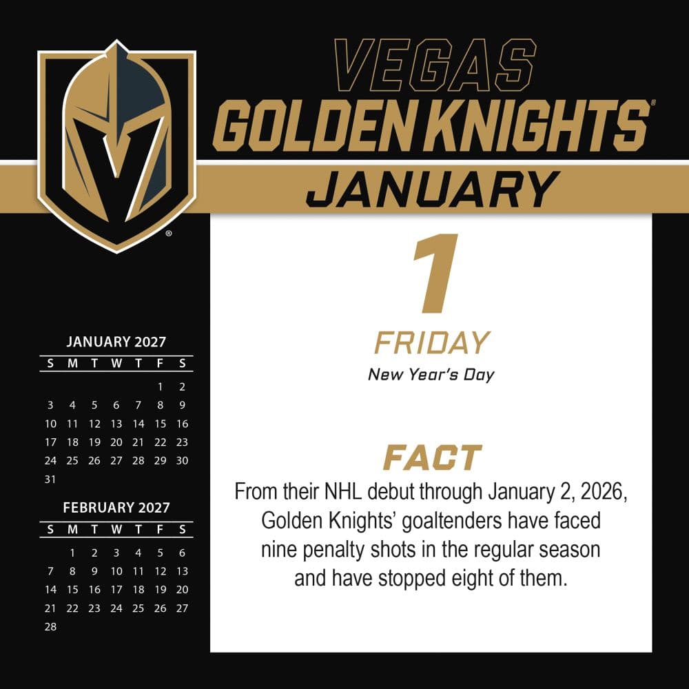 NHL Vegas Golden Knights 2027 Desk Calendar First Alternate Image