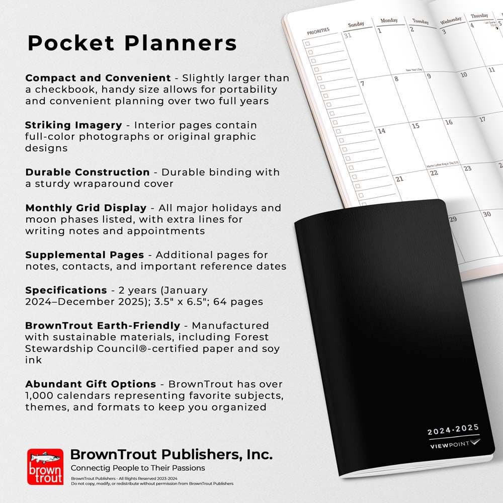 Black View Point 2 Year Pocket 2024 Planner Fourth Alternate Image width=&quot;1000&quot; height=&quot;1000&quot;