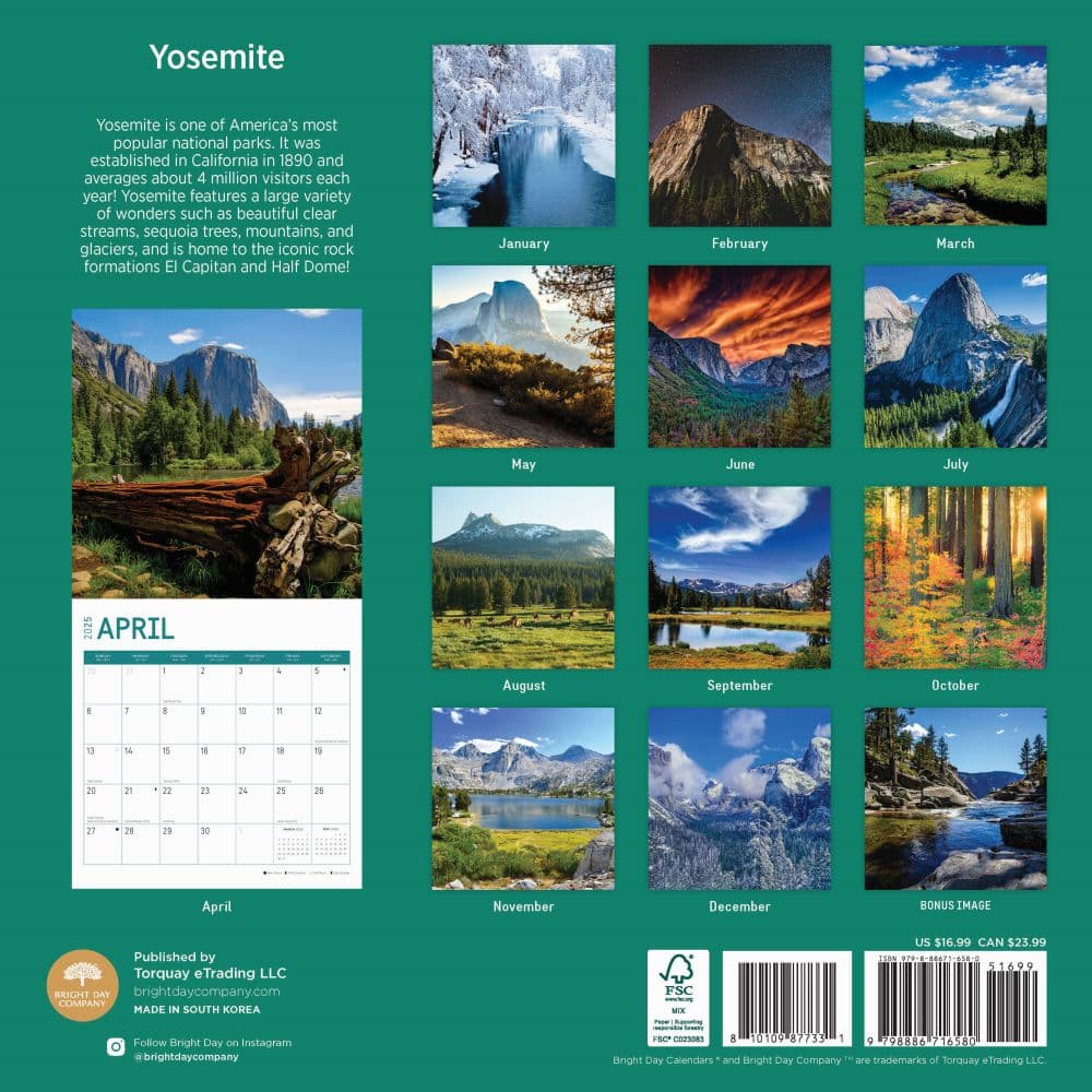 Yosemite 2025 Wall Calendar First Alternate Image width="1000" height="1000"