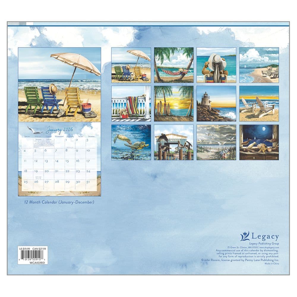 By The Sea by John Rossini 2026 Wall Calendar First Alternate Image