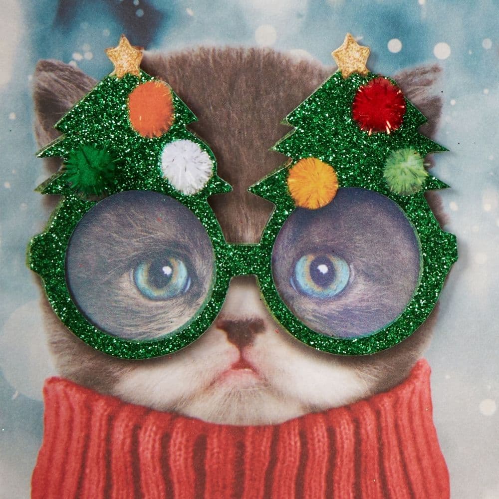 Two Kittens in Glasses Christmas Card Second Alternate Image