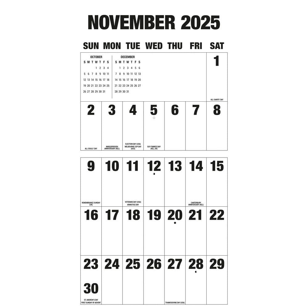 Big Letters Big Numbers 2025 Wall Calendar Fourth Alternate Image width="1000" height="1000"