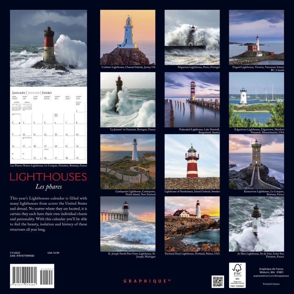 British Lighthouses Square Wall Calendar 2022