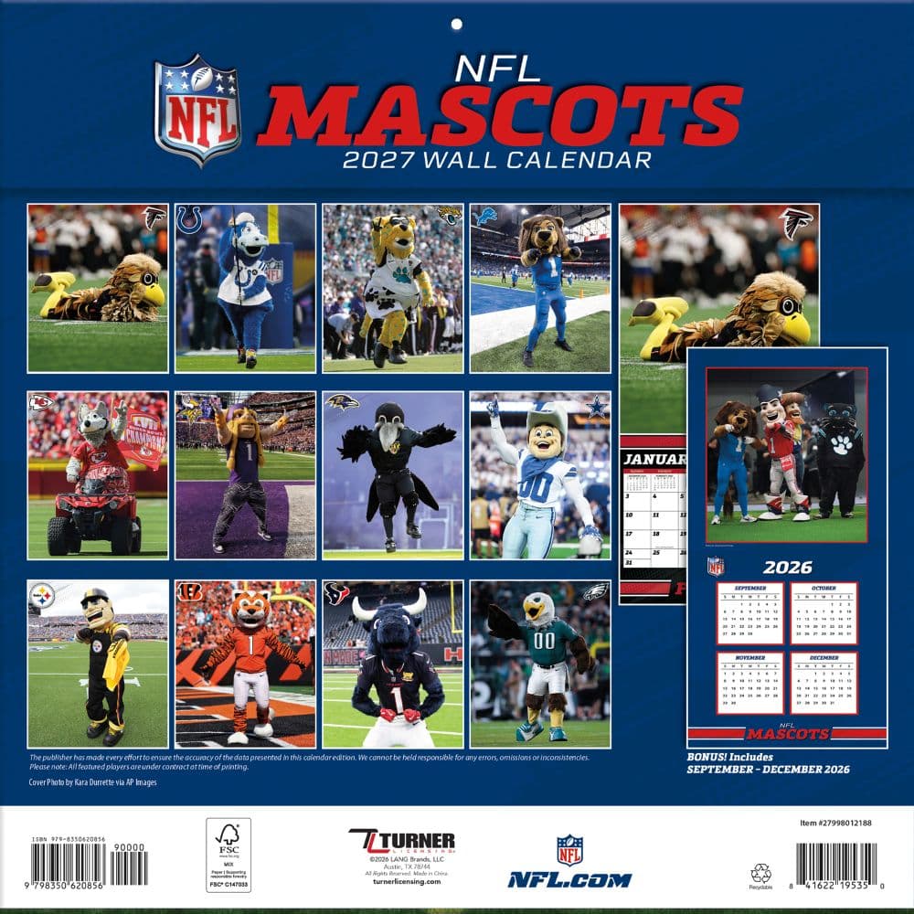 NFL Mascots 2027 Wall Calendar First Alternate Image