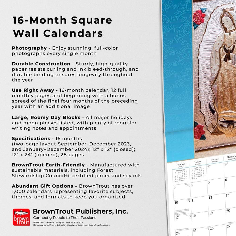 Virgen de Guadalupe 2024 Wall Calendar