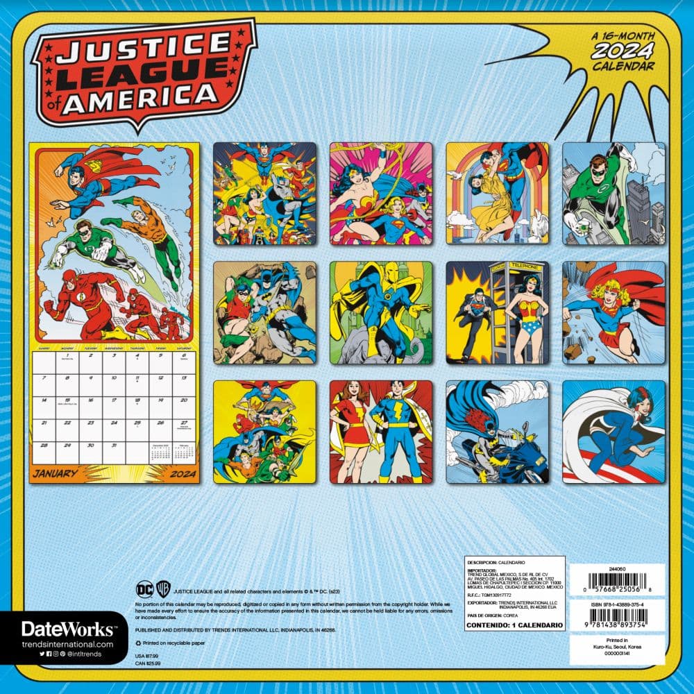 Justice League Classic 2024 Wall Calendar