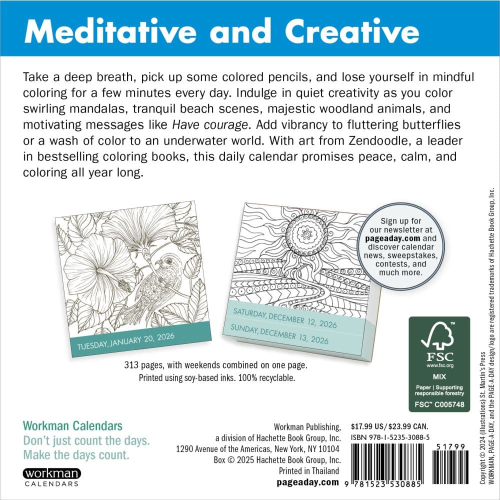 Calm Coloring 2026 Desk Calendar First Alternate Image