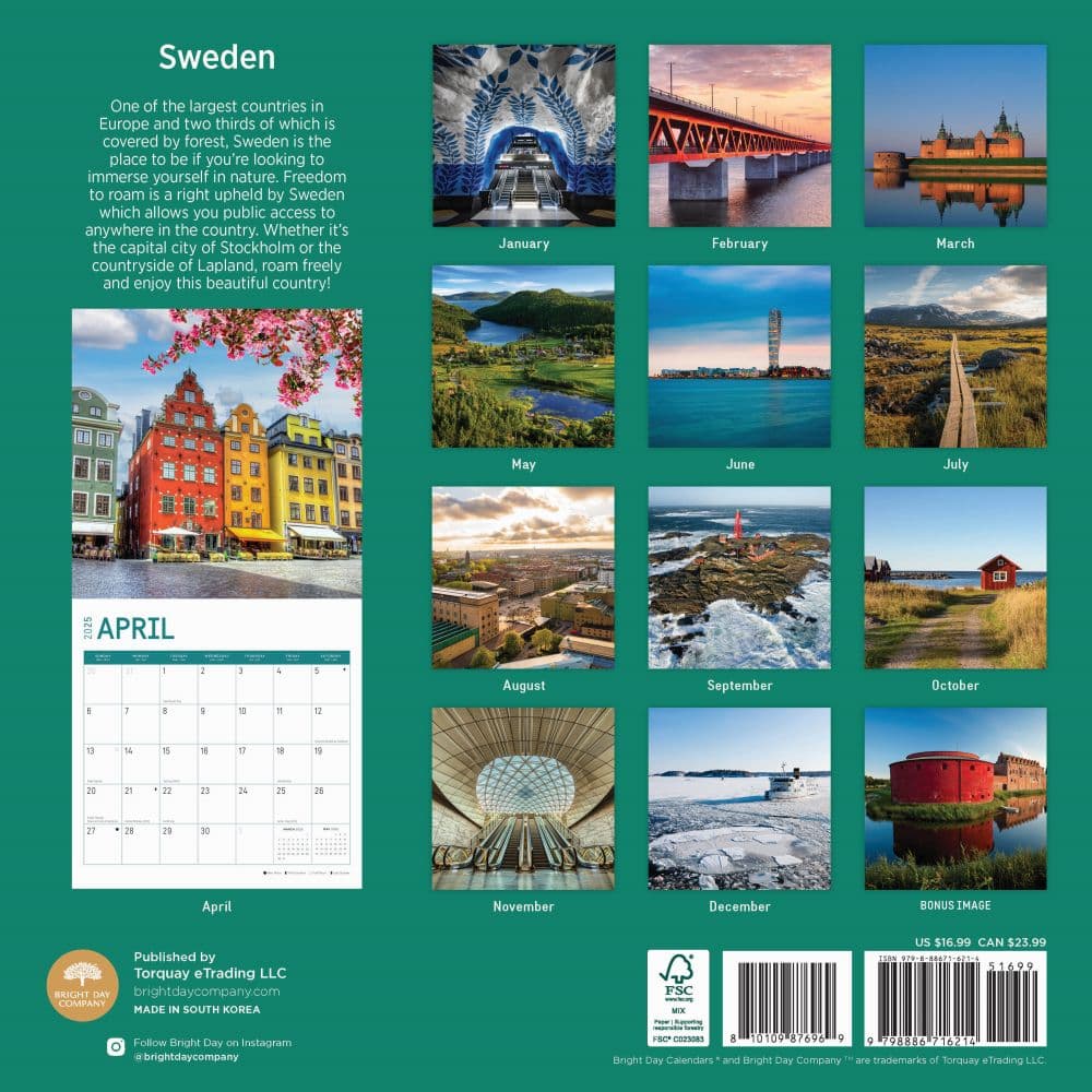 Sweden 2025 Wall Calendar First Alternate Image