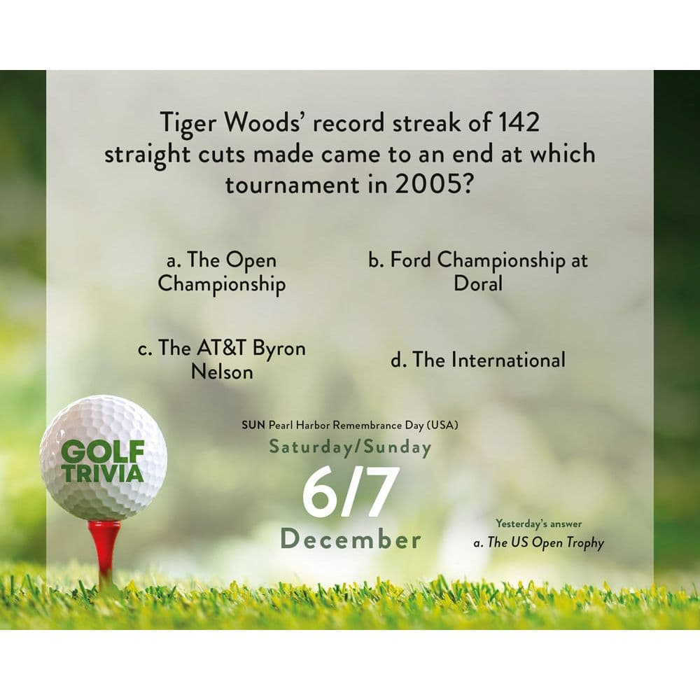 Golf Trivia 2025 Desk Calendar Fourth Alternate Image width=&quot;1000&quot; height=&quot;1000&quot;