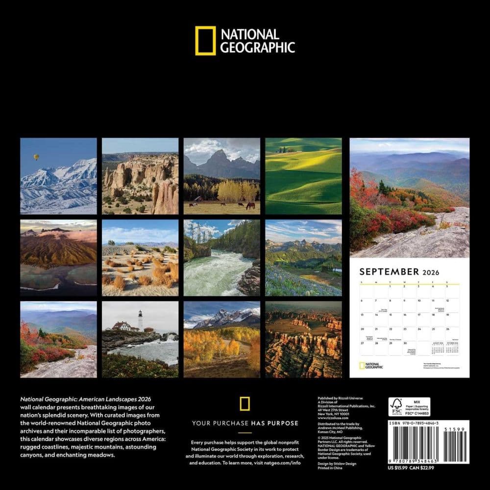 National Geographic American Landscapes 2026 Wall Calendar First Alternate Image