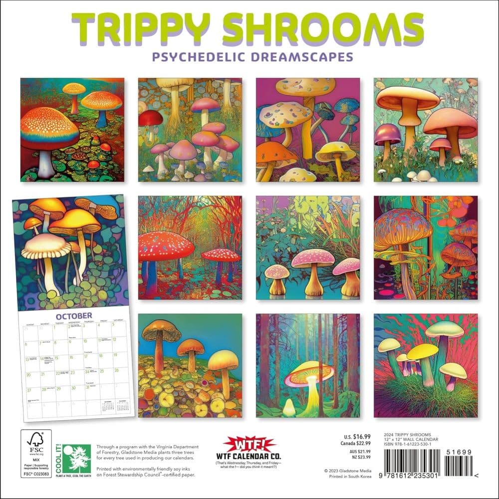 Trippy Shrooms 2024 Wall Calendar First Alternate Image width=&quot;1000&quot; height=&quot;1000&quot;