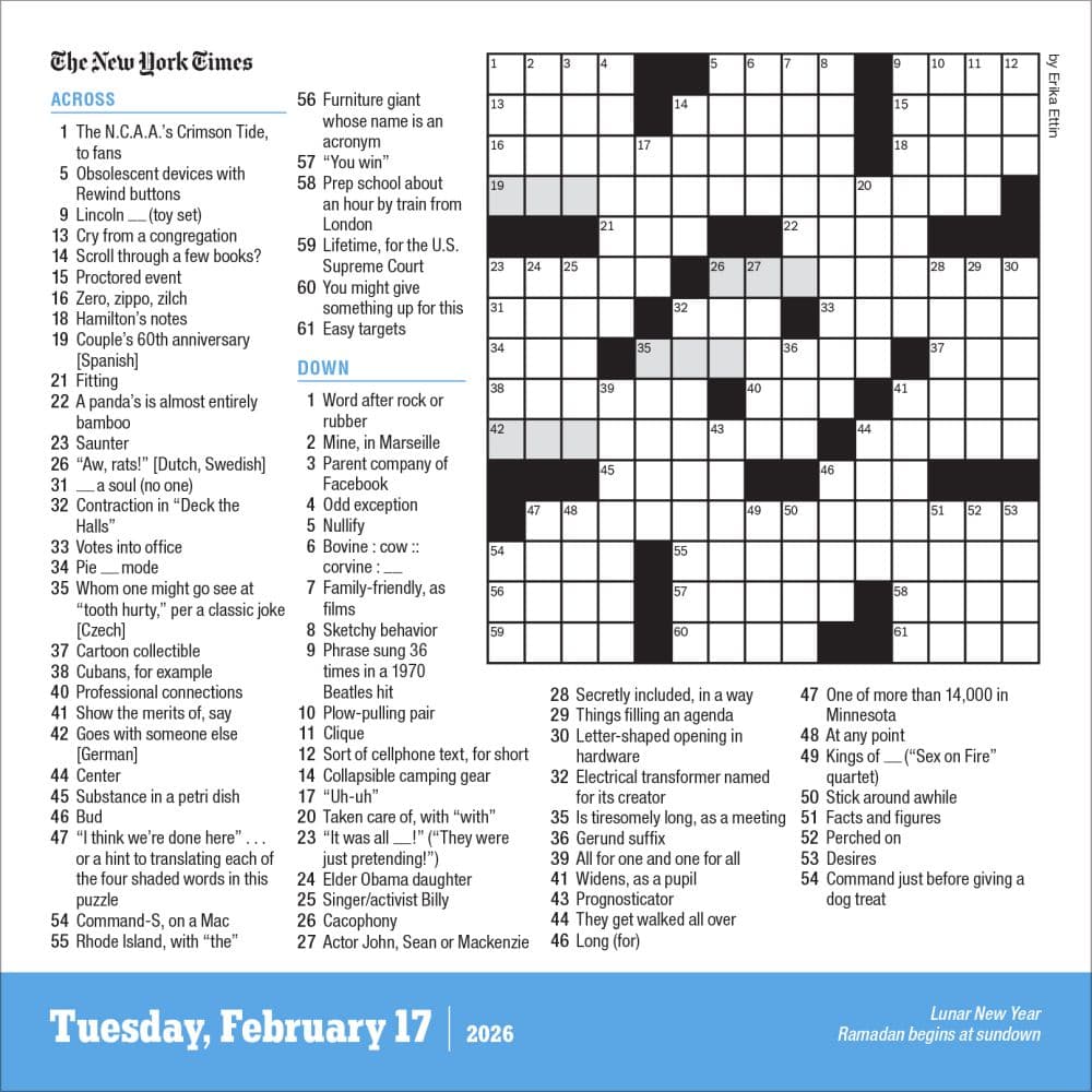 New York Times Daily Crosswords 2026 Desk Calendar Third Alternate Image
