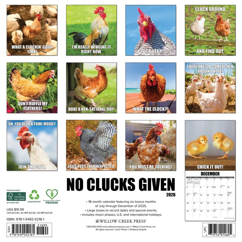 No Clucks Given 2026 Wall Calendar First Alternate Image