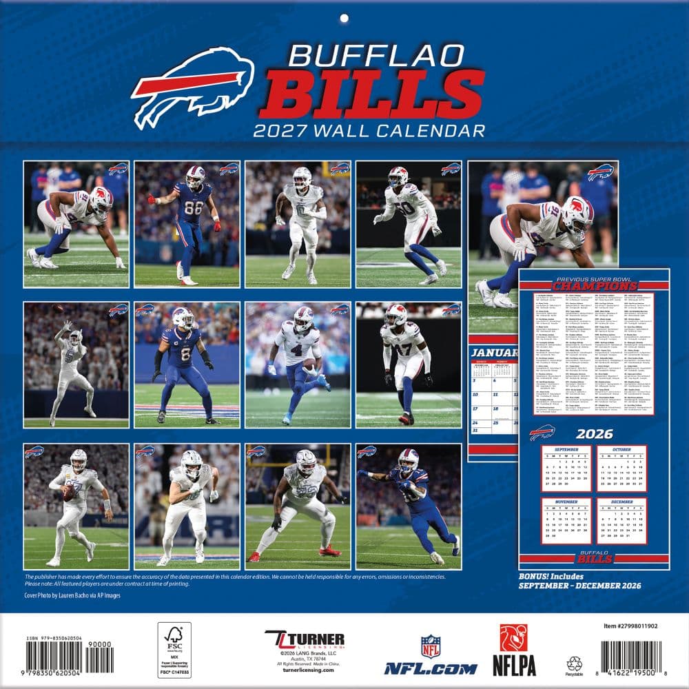 NFL Buffalo Bills 2027 Wall Calendar First Alternate Image