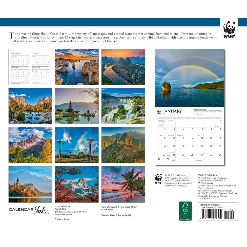 Most Beautiful Places Wwf 2022 Wall Calendar - Calendars.com